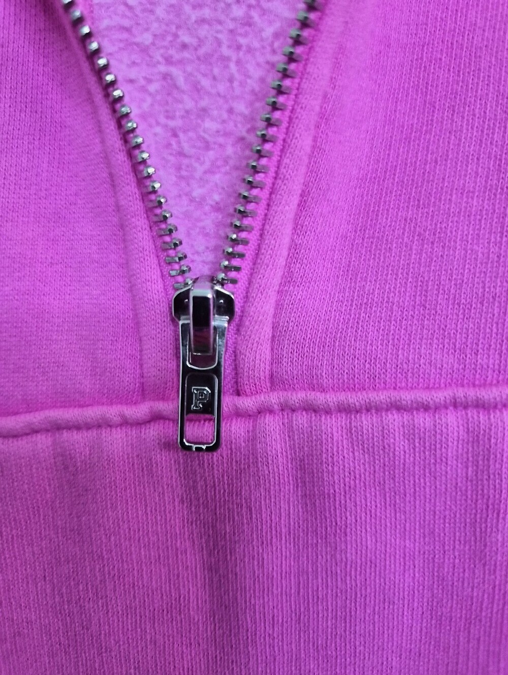 PINK Victorias Secret Hot Pink Cropped Quarter Zip Pullover Sweatshirt Large NWT - Picture 11 of 15